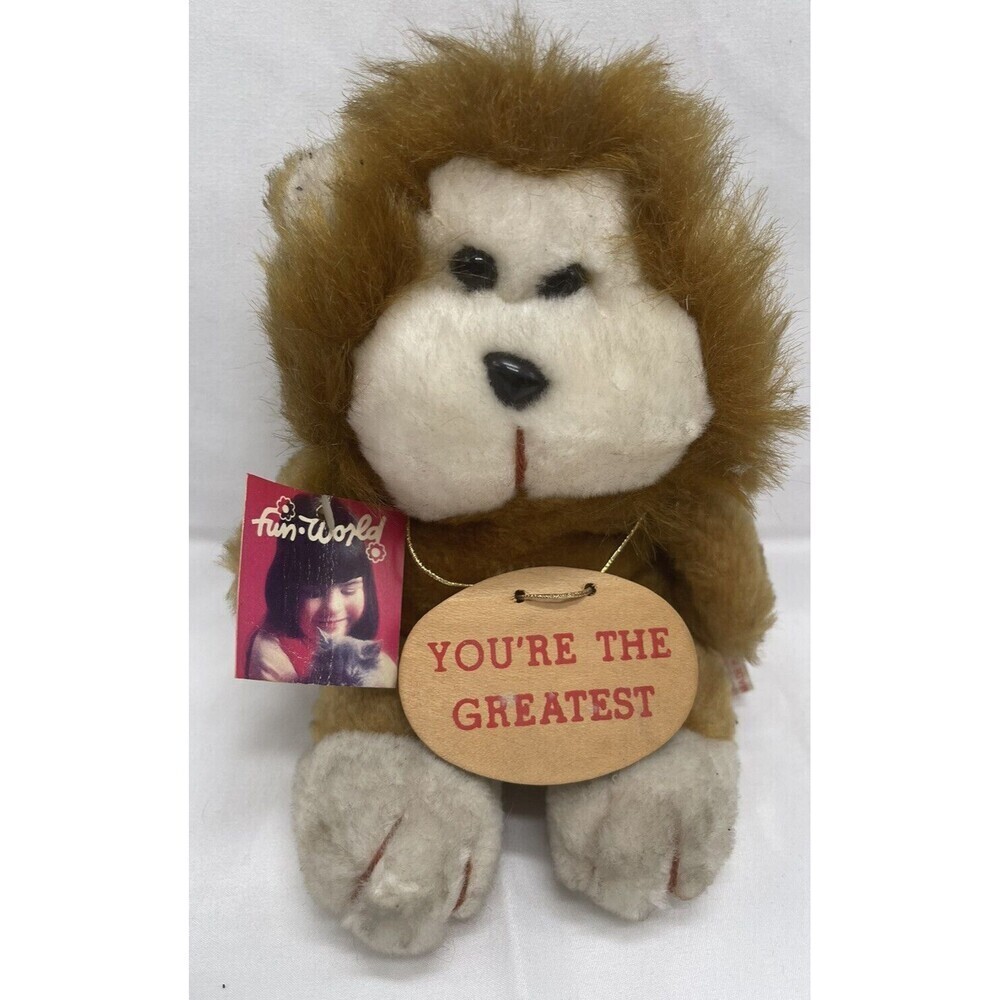 Vintage Fun World Lion Youโre The Greatest 7โ Stuffed Animal Doll Toy RARE